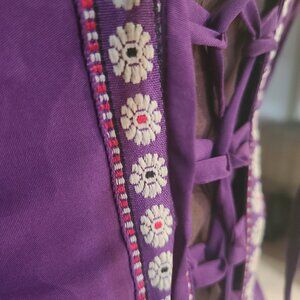 Corset Purple Renaissance Costume Medieval Dress Irish Over Dress Cosplay